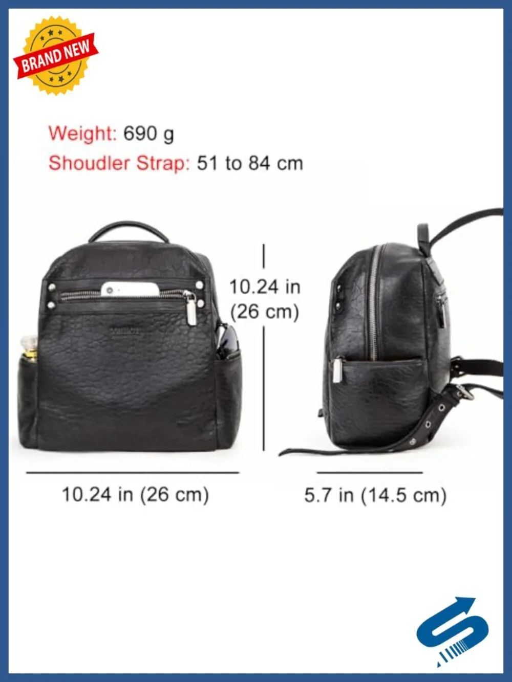 Full Grain Leather Travel Backpack Women Work Daypack